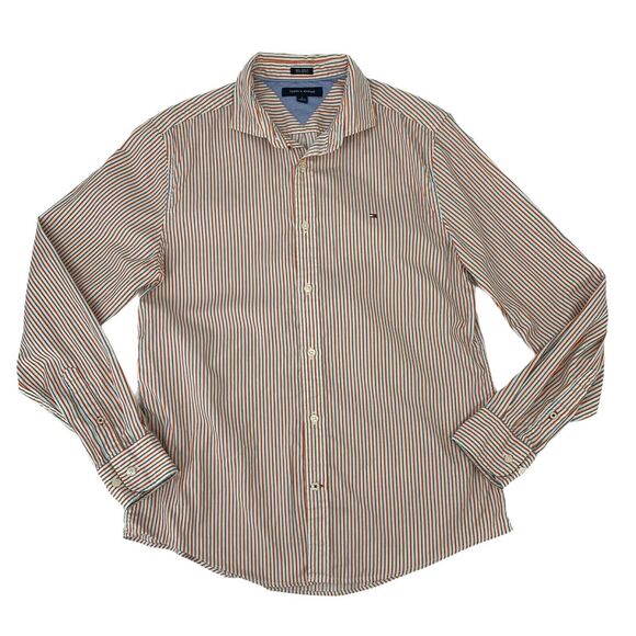Tommy Hilfiger Dress Shirt Men Size Men's Size M Striped Long Sleeve 100% Cotton - Picture 1 of 8